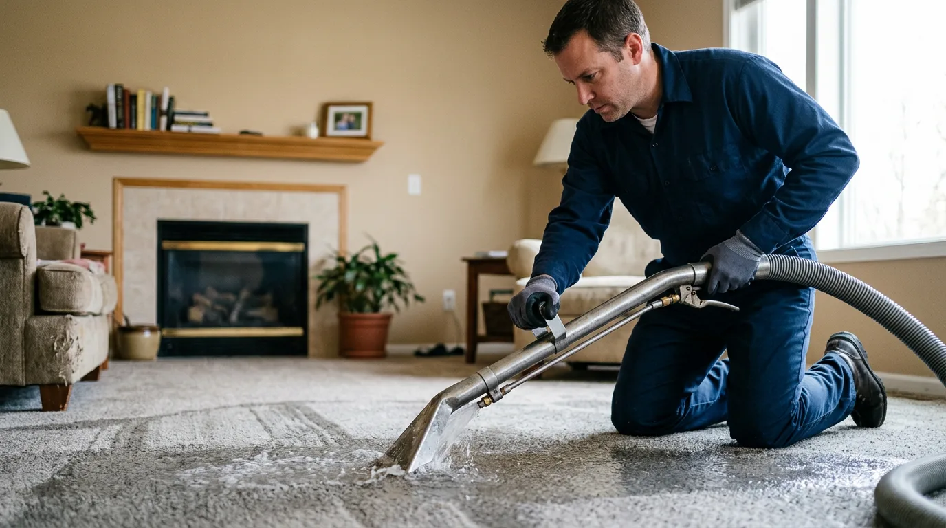 Water damage restoration technician working near Orchard, TX